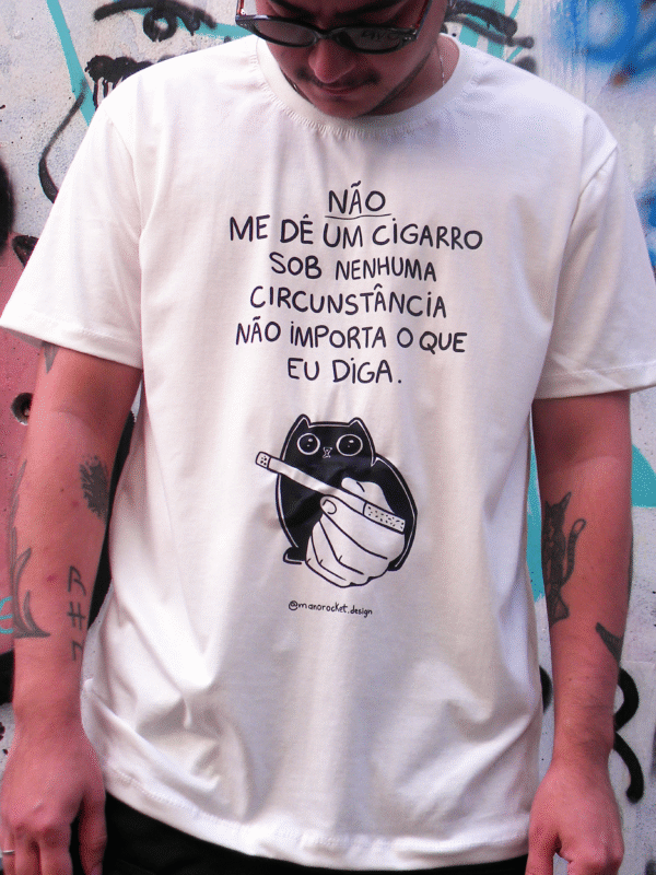 camiseta gatinho fumante